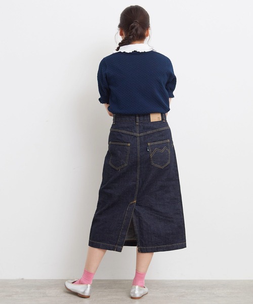 My Fav. CHILD WOMAN（マイファブチャイルドウーマン）の「11.36ozムラ糸デニム ミディアムタイトスカート（デニムスカート・レディース・ネイビー・38/36）」の7枚目の写真