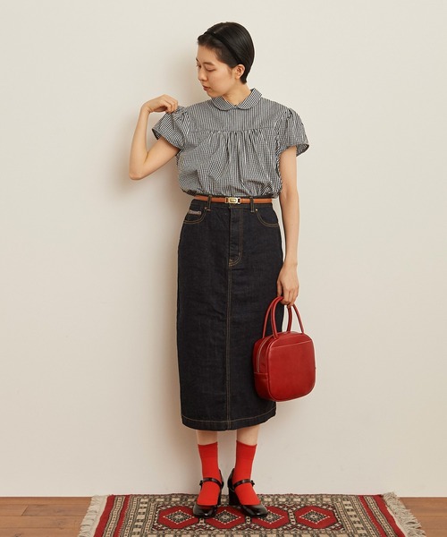 My Fav. CHILD WOMAN（マイファブチャイルドウーマン）の「11.36ozムラ糸デニム ミディアムタイトスカート（デニムスカート・レディース・ネイビー・38/36）」の11枚目の写真