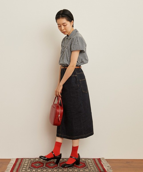 My Fav. CHILD WOMAN（マイファブチャイルドウーマン）の「11.36ozムラ糸デニム ミディアムタイトスカート（デニムスカート・レディース・ネイビー・38/36）」の12枚目の写真