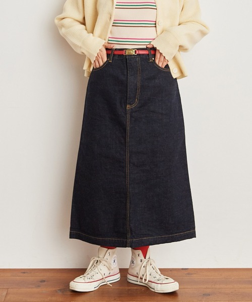 My Fav. CHILD WOMAN（マイファブチャイルドウーマン）の「11.36ozムラ糸デニム ミディアムタイトスカート（デニムスカート・レディース・ネイビー・38/36）」の16枚目の写真