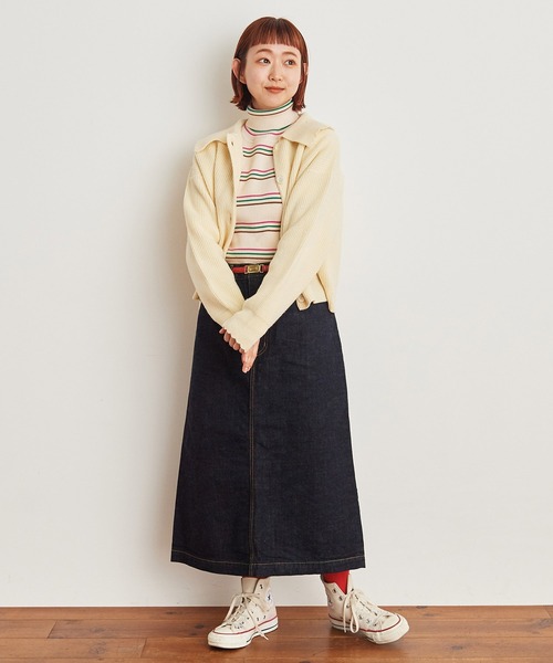 My Fav. CHILD WOMAN（マイファブチャイルドウーマン）の「11.36ozムラ糸デニム ミディアムタイトスカート（デニムスカート・レディース・ネイビー・38/36）」の19枚目の写真