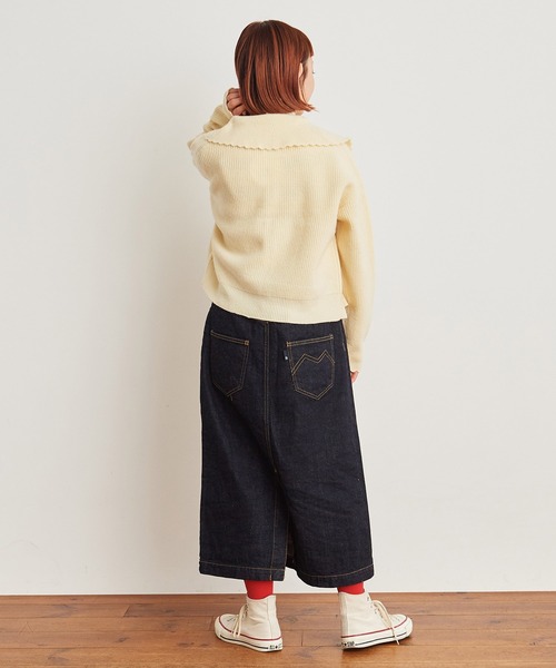 My Fav. CHILD WOMAN（マイファブチャイルドウーマン）の「11.36ozムラ糸デニム ミディアムタイトスカート（デニムスカート・レディース・ネイビー・38/36）」の20枚目の写真