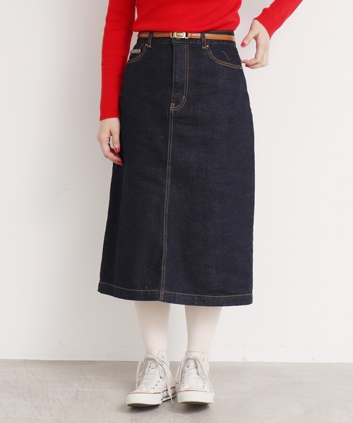 My Fav. CHILD WOMAN（マイファブチャイルドウーマン）の「11.36ozムラ糸デニム ミディアムタイトスカート（デニムスカート・レディース・ネイビー・38/36）」の21枚目の写真