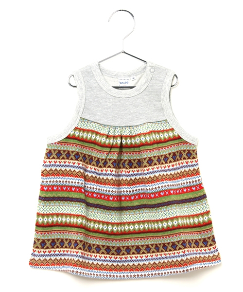 SHIPS KIDS（シップスキッズ）の「SHIPS KIDS:ジャカード ノースリーブ ワンピース（ワンピース・キッズ・オフホワイト/グレー・90/80）」の2枚目の写真