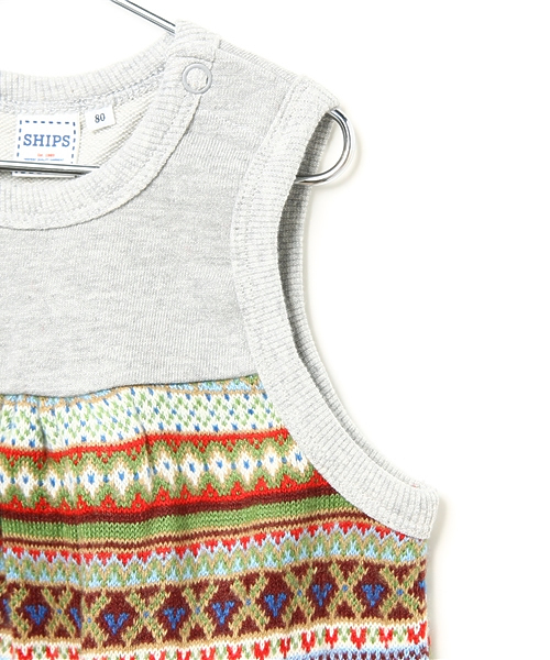 SHIPS KIDS（シップスキッズ）の「SHIPS KIDS:ジャカード ノースリーブ ワンピース（ワンピース・キッズ・オフホワイト/グレー・90/80）」の9枚目の写真