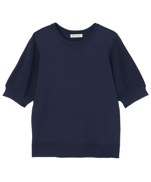 TOKYO SHIRTS(トウキョウシャツ)の「袖透かしニットプルオーバー(ニット/セーター・レディース・ローズ/ネイビー/オフホワイト・LL/M/L)」の2枚目の写真