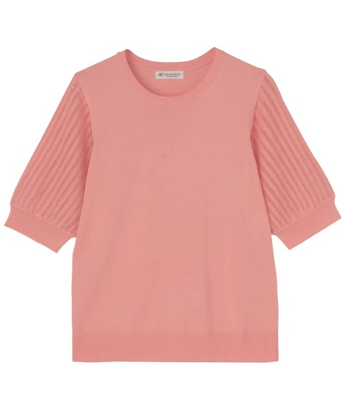 TOKYO SHIRTS(トウキョウシャツ)の「袖透かしニットプルオーバー(ニット/セーター・レディース・ローズ/ネイビー/オフホワイト・LL/M/L)」の3枚目の写真