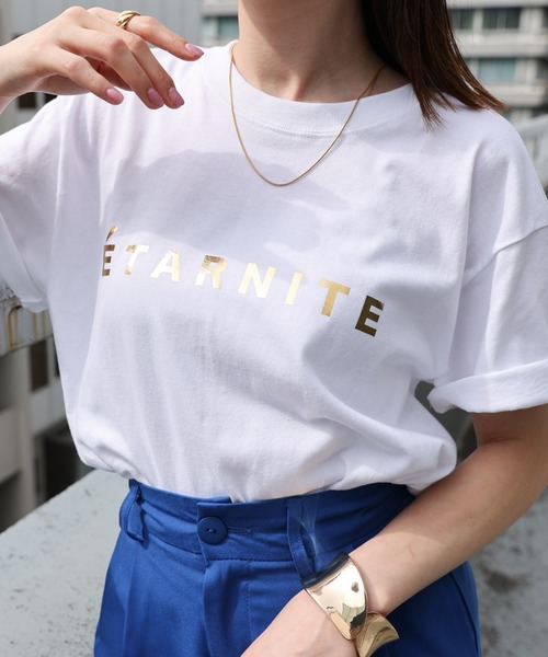 【バリエーション豊富！全11種類】テキストロゴ/フロッキー プリントTシャツ/カットソー