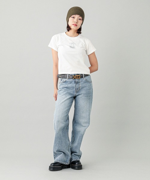 X-girl(エックスガール)の「HEART POCKET DENIM PANTS(デニムパンツ・レディース・ライトインディゴブルー・S/M/XS)」の6枚目の写真