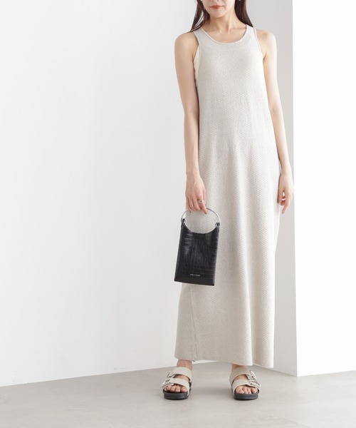 NANO universe（ナノユニバース）の「アメスリニットワンピース（ワンピース・レディース・ブラック/レッド系その他/ライトグレー・FREE）」の4枚目の写真