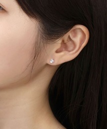 【金属アレルギー対応】 リボン キュービック ポイントピアス（片耳用） / silver925