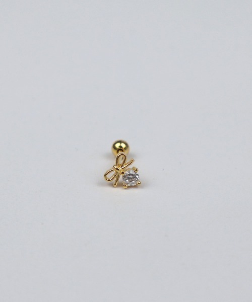 CEMONEMO(セモネモ)の「【金属アレルギー対応】 リボン キュービック ポイントピアス(片耳用) / silver925(ピアス(片耳用)・レディース・ゴールド/シルバー・FREE)」の5枚目の写真