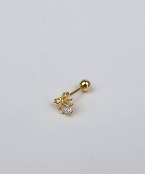 CEMONEMO(セモネモ)の「【金属アレルギー対応】 リボン キュービック ポイントピアス(片耳用) / silver925(ピアス(片耳用)・レディース・ゴールド/シルバー・FREE)」の6枚目の写真