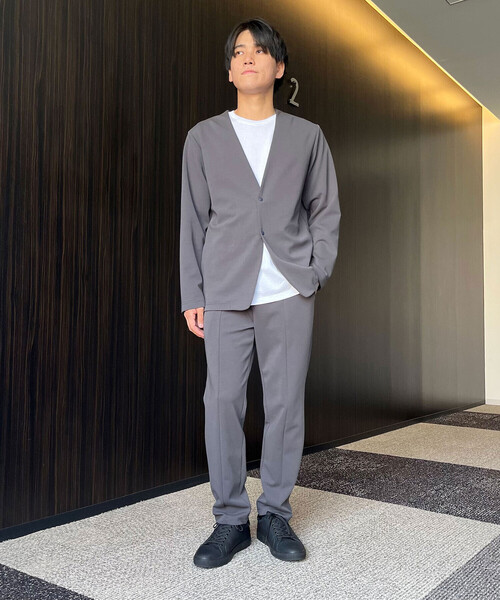 COMME CA ISM(コムサイズム)の「【セットアップ対応】サマージャージ テーパードパンツ(スラックス・メンズ・チャコール/ブラック・SMALL/MEDIUM/LARGE)」の6枚目の写真