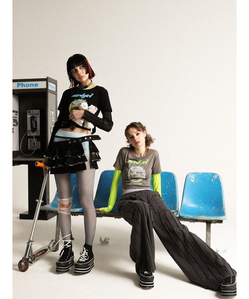 PAMEO POSE（パメオポーズ）の「Mini Belt Skirt（デニムスカート・レディース・ブラック/スカイブルー・FREE）」の3枚目の写真