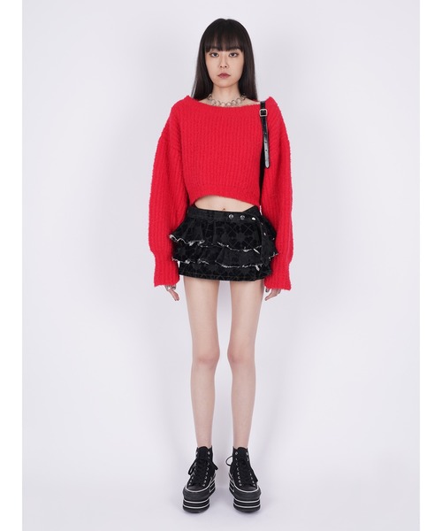 PAMEO POSE（パメオポーズ）の「Mini Belt Skirt（デニムスカート・レディース・ブラック/スカイブルー・FREE）」の6枚目の写真