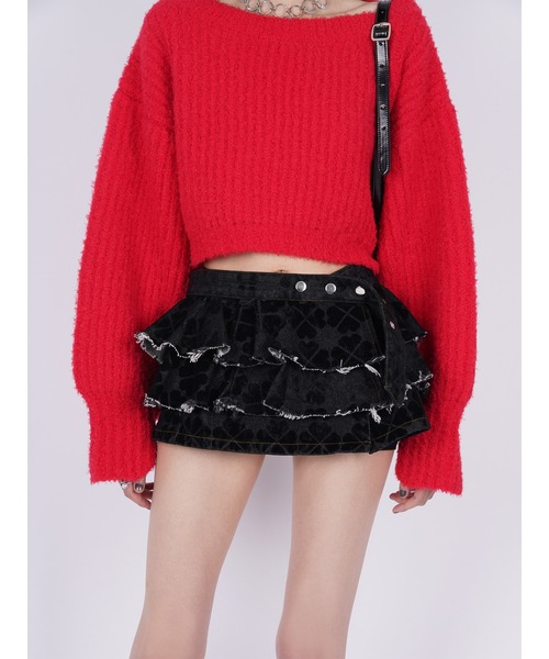 PAMEO POSE（パメオポーズ）の「Mini Belt Skirt（デニムスカート・レディース・ブラック/スカイブルー・FREE）」の9枚目の写真