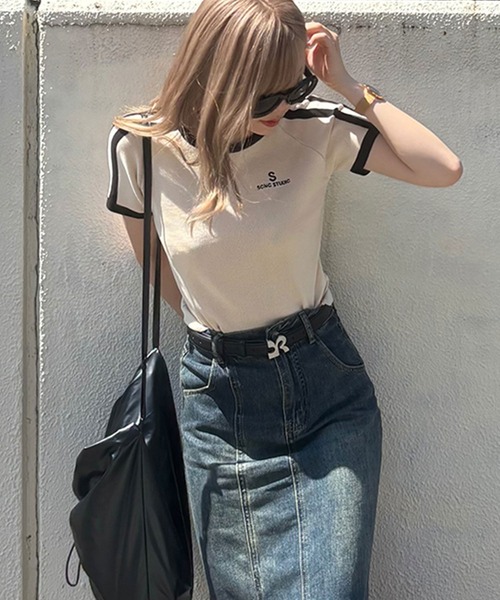 RiLi(リリ)の「スポーツラインTシャツ【RL】(Tシャツ/カットソー・レディース・ブルー/アイボリー/レッド・FREE)」の10枚目の写真