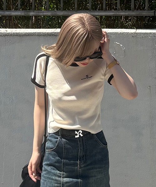 RiLi(リリ)の「スポーツラインTシャツ【RL】(Tシャツ/カットソー・レディース・ブルー/アイボリー/レッド・FREE)」の7枚目の写真