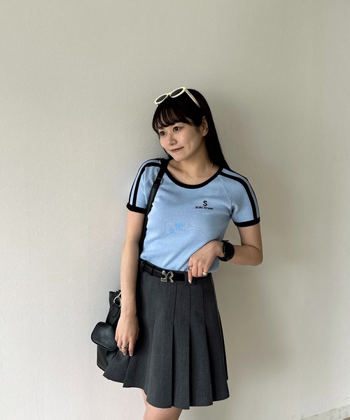 RiLi(リリ)の「スポーツラインTシャツ【RL】(Tシャツ/カットソー・レディース・ブルー/アイボリー/レッド・FREE)」の5枚目の写真