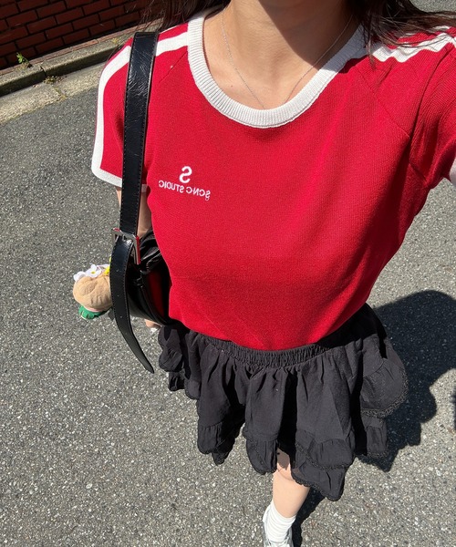 RiLi(リリ)の「スポーツラインTシャツ【RL】(Tシャツ/カットソー・レディース・ブルー/アイボリー/レッド・FREE)」の6枚目の写真