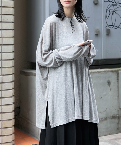 forksy.(フォルクシー)の「【forksy.】エブリデイフィンガーホールオーバーサイズスケッティ(Tシャツ/カットソー・レディース・杢グレー/オフホワイト/ピンク/チャコール/ブルー・FREE)」の3枚目の写真