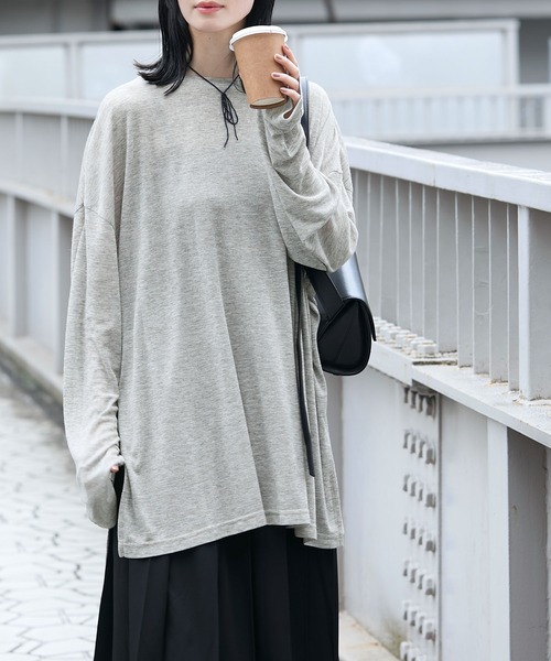 forksy.(フォルクシー)の「【forksy.】エブリデイフィンガーホールオーバーサイズスケッティ(Tシャツ/カットソー・レディース・杢グレー/オフホワイト/ピンク/チャコール/ブルー・FREE)」の17枚目の写真