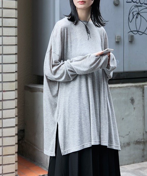 forksy.(フォルクシー)の「【forksy.】エブリデイフィンガーホールオーバーサイズスケッティ(Tシャツ/カットソー・レディース・杢グレー/オフホワイト/ピンク/チャコール/ブルー・FREE)」の12枚目の写真