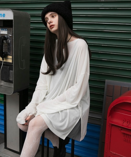 forksy.(フォルクシー)の「【forksy.】エブリデイフィンガーホールオーバーサイズスケッティ(Tシャツ/カットソー・レディース・杢グレー/オフホワイト/ピンク/チャコール/ブルー・FREE)」の6枚目の写真