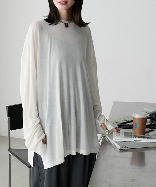 forksy.(フォルクシー)の「【forksy.】エブリデイフィンガーホールオーバーサイズスケッティ(Tシャツ/カットソー・レディース・杢グレー/オフホワイト/ピンク/チャコール/ブルー・FREE)」の8枚目の写真