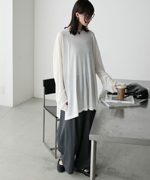 forksy.(フォルクシー)の「【forksy.】エブリデイフィンガーホールオーバーサイズスケッティ(Tシャツ/カットソー・レディース・杢グレー/オフホワイト/ピンク/チャコール/ブルー・FREE)」の20枚目の写真