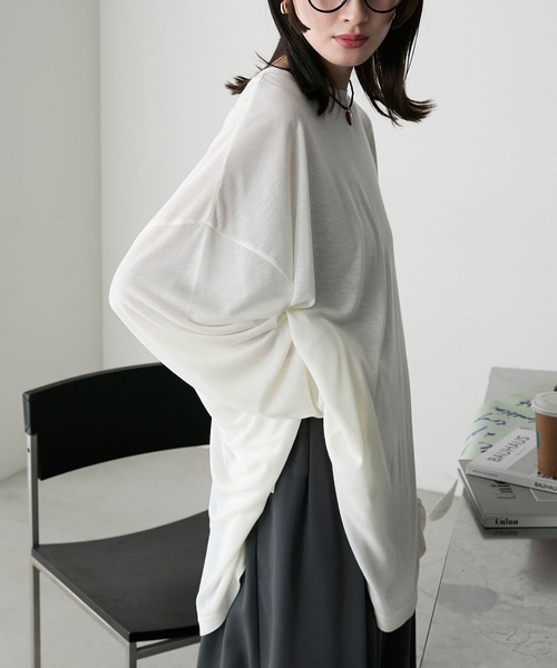 forksy.(フォルクシー)の「【forksy.】エブリデイフィンガーホールオーバーサイズスケッティ(Tシャツ/カットソー・レディース・杢グレー/オフホワイト/ピンク/チャコール/ブルー・FREE)」の18枚目の写真