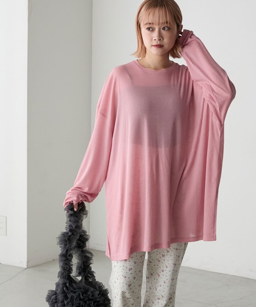 forksy.(フォルクシー)の「【forksy.】エブリデイフィンガーホールオーバーサイズスケッティ(Tシャツ/カットソー・レディース・杢グレー/オフホワイト/ピンク/チャコール/ブルー・FREE)」の13枚目の写真