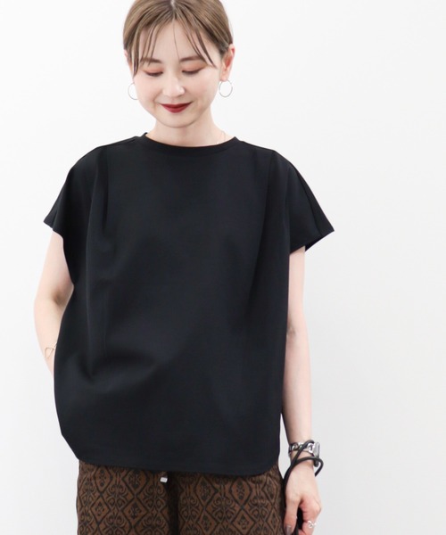 AMERICAN HOLIC(アメリカンホリック)の「接触冷感フレンチスリーブタックポンチプルオーバー(Tシャツ/カットソー・レディース・ブラック/ブルー/ライトグレー・L/M)」の1枚目の写真
