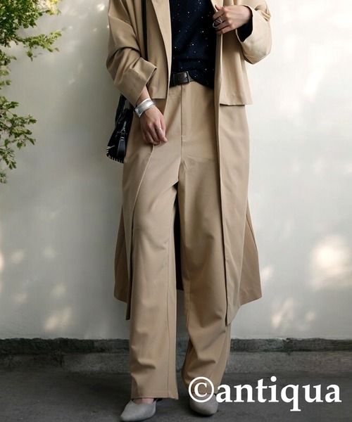 antiqua(アンティカ)の「ワイドストレートパンツ(その他パンツ・レディース・ベージュ/ブラック・R/P)」の2枚目の写真