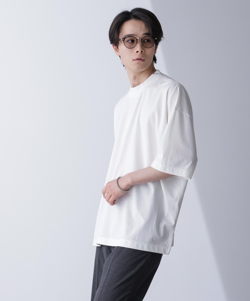 セール】モックネックワイドシルエットTシャツ 半袖（Tシャツ