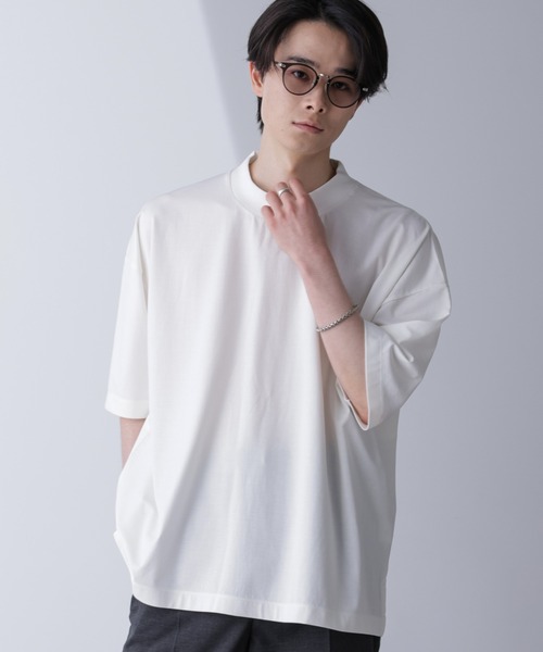 セール】モックネックワイドシルエットTシャツ 半袖（Tシャツ