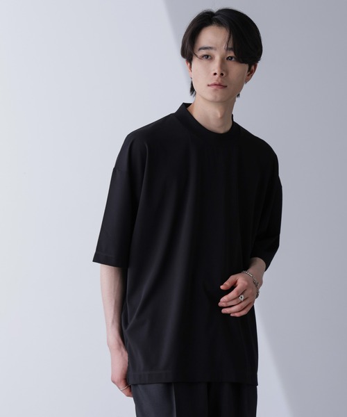 FIDES モックネック半袖シャツ　tシャツ　ネイビー　ホワイト trim_ofcrs_itemfb92cd5ec96911e
