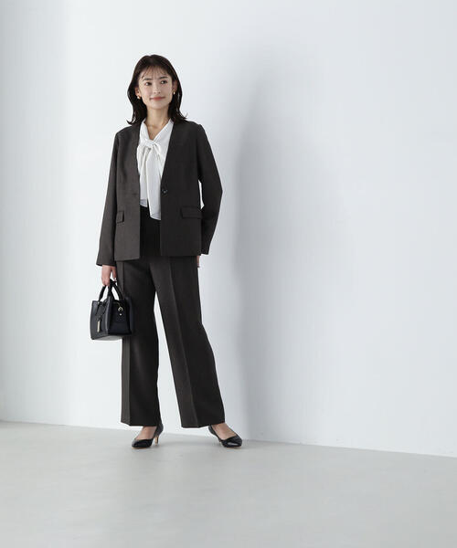 NATURAL BEAUTY BASIC(ナチュラルビューティーベーシック)の「◇シャークスキン SETUP ノーカラージャケット(ノーカラージャケット・レディース・ダークブラウン/チャコールグレー・MEDIUM/SMALL)」の19枚目の写真