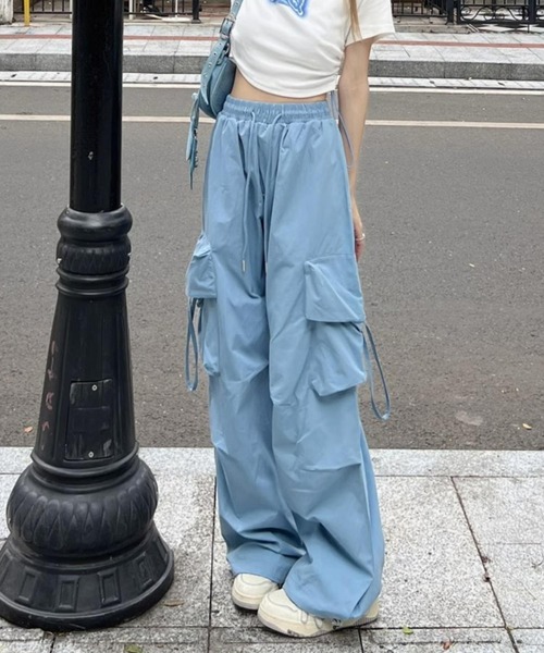 セール】ウエスト紐ミリタリーパラシュートカーゴパンツ（カーゴ