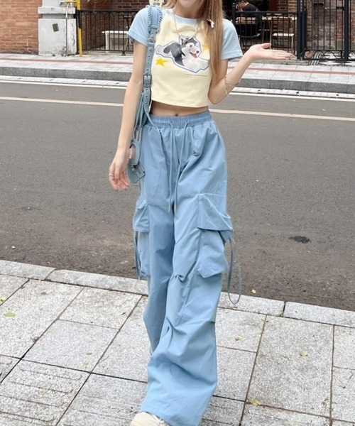 MAISON DE THERESE(メゾン ド テレーズ)の「ウエスト紐ミリタリーパラシュートカーゴパンツ(カーゴパンツ・レディース・ブラック/アイボリー/イエロー/ピンク/ブルー・M/S/L/FREE)」の8枚目の写真