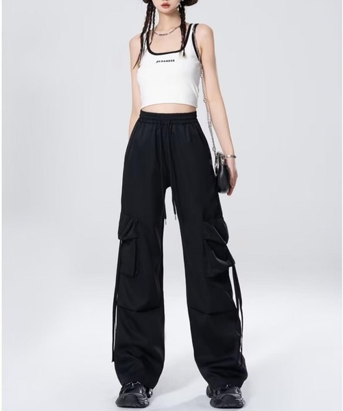 セール】ウエスト紐ミリタリーパラシュートカーゴパンツ（カーゴパンツ