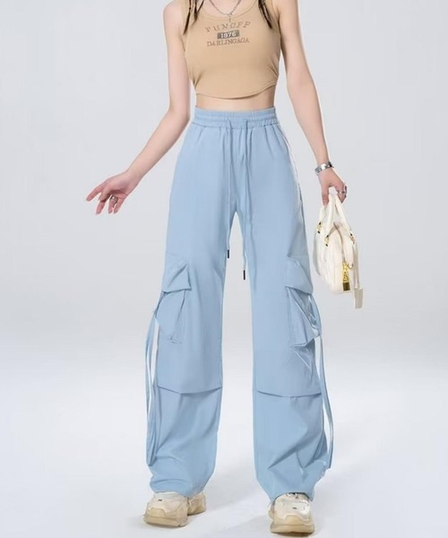 MAISON DE THERESE(メゾン ド テレーズ)の「ウエスト紐ミリタリーパラシュートカーゴパンツ(カーゴパンツ・レディース・ブラック/アイボリー/イエロー/ピンク/ブルー・M/S/L/FREE)」の12枚目の写真