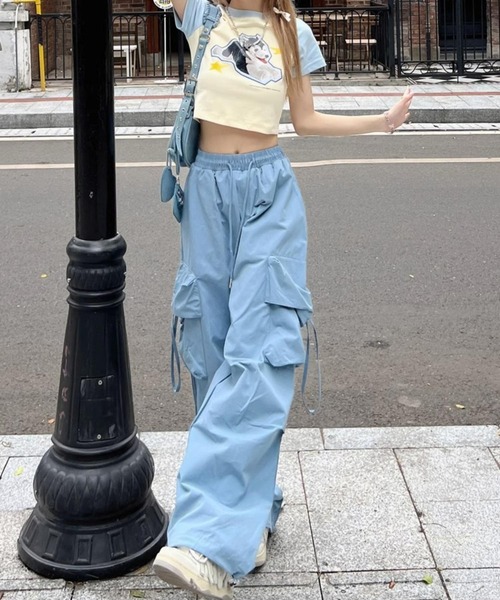 MAISON DE THERESE(メゾン ド テレーズ)の「ウエスト紐ミリタリーパラシュートカーゴパンツ(カーゴパンツ・レディース・ブラック/アイボリー/イエロー/ピンク/ブルー・M/S/L/FREE)」の10枚目の写真