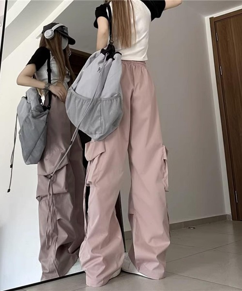 セール】ウエスト紐ミリタリーパラシュートカーゴパンツ（カーゴパンツ