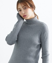高身長 肌ざわりなめらか リブタートルニット(トールサイズ)