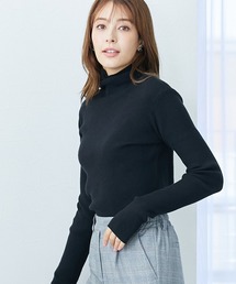 高身長 肌ざわりなめらか リブタートルニット(トールサイズ)