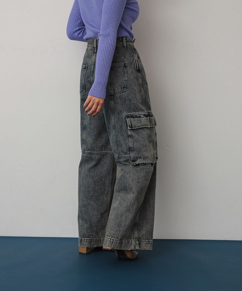 SENSE OF PLACE by URBAN RESEARCH（センスオブプレイスバイアーバンリサーチ）の「ヴィンテージデニムワイドパンツ（デニムパンツ・レディース・グレー系その他/ライトインディゴブルー・SMALL/MEDIUM）」の3枚目の写真