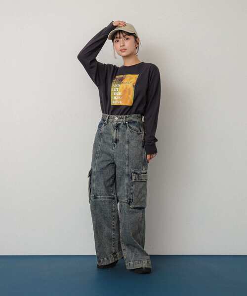 SENSE OF PLACE by URBAN RESEARCH（センスオブプレイスバイアーバンリサーチ）の「ヴィンテージデニムワイドパンツ（デニムパンツ・レディース・グレー系その他/ライトインディゴブルー・SMALL/MEDIUM）」の6枚目の写真