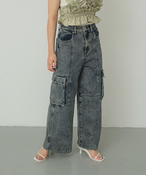 SENSE OF PLACE by URBAN RESEARCH（センスオブプレイスバイアーバンリサーチ）の「ヴィンテージデニムワイドパンツ（デニムパンツ・レディース・グレー系その他/ライトインディゴブルー・SMALL/MEDIUM）」の9枚目の写真